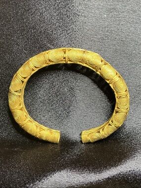 Gold Spiral Motif Cuff Bracelet - Women's Jewelry